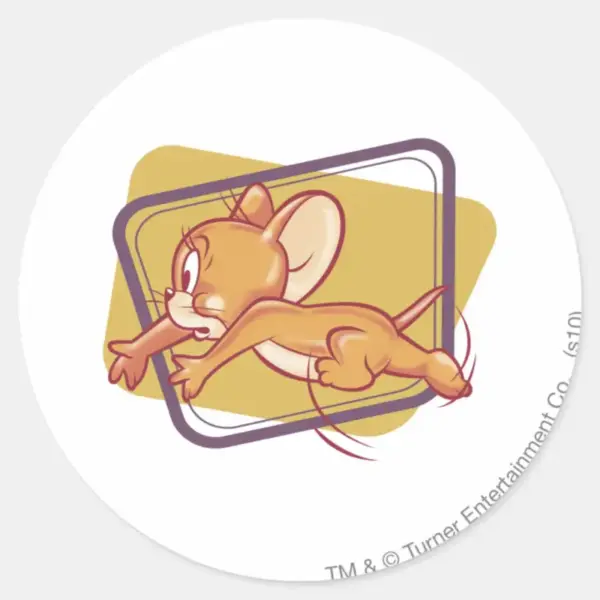 Jerry_Running_Scared_Classic_Round_Sticker_1 Jerry Running Scared Classic Round Sticker