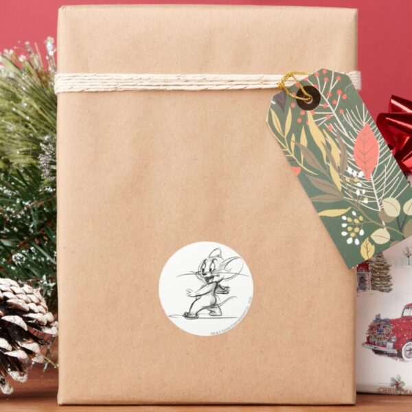 Jerry_Side_Sketch_Classic_Round_Sticker_6 Jerry Side Sketch Classic Round Sticker