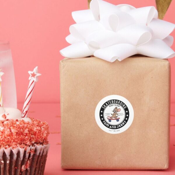 Jerry Skateboarding Ready To Ride Classic Round Sticker