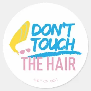 Johnny Bravo Dont Touch The Hair Graphic Classic Round Sticker