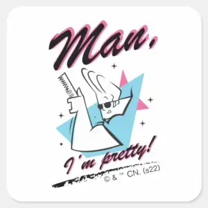 Johnny Bravo Man Im Pretty Retro Graphic Square Sticker