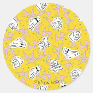 Johnny Bravo Characters Pattern Classic Round Sticker