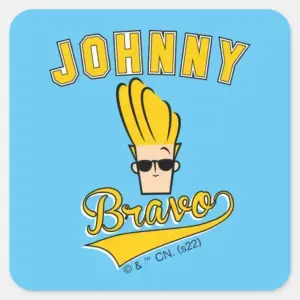 Johnny Bravo Collegiate Graphic Square Sticker