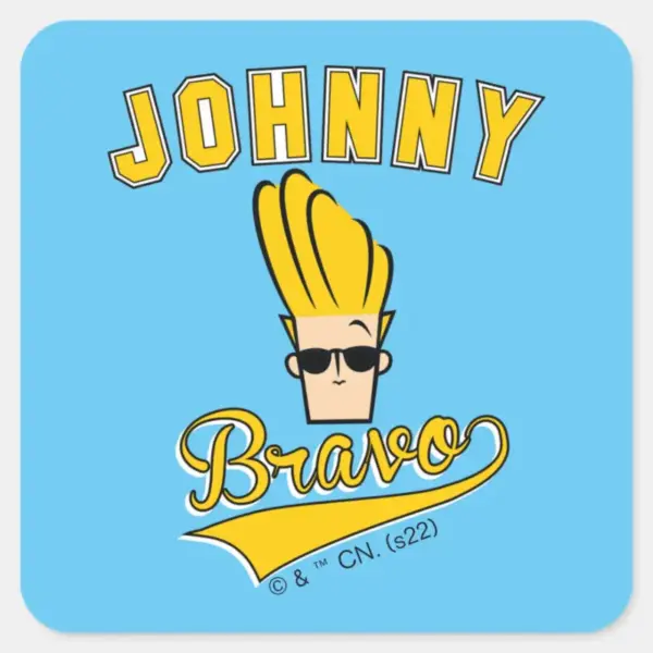 Johnny_Bravo_Collegiate_Graphic_Square_Sticker_1 Johnny Bravo Collegiate Graphic Square Sticker