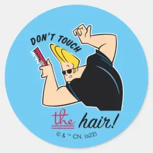 Johnny Bravo Comb Dont Touch The Hair Classic Round Sticker