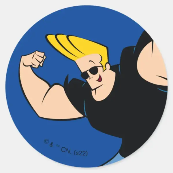 Johnny_Bravo_Iconic_Pose_Classic_Round_Sticker_1 Johnny Bravo Iconic Pose Classic Round Sticker