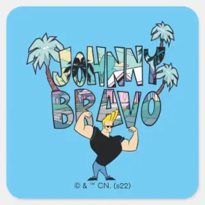 Johnny Bravo Palm Tree Name Square Sticker