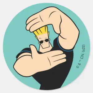 Johnny Bravo Picture Frame Pose Classic Round Sticker