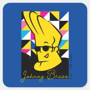 Johnny Bravo Pop Art Graphic Square Sticker