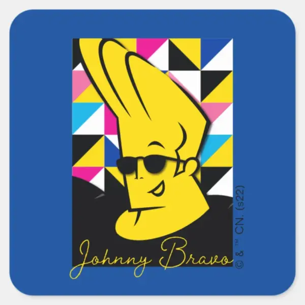 Johnny_Bravo_Pop_Art_Graphic_Square_Sticker_1 Johnny Bravo Pop Art Graphic Square Sticker