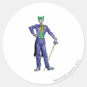 Joker Stands With Cane Classic Round Sticker