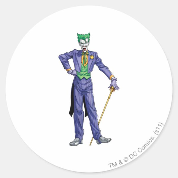 Joker_stands_with_Cane_Classic_Round_Sticker_1 Joker Stands With Cane Classic Round Sticker