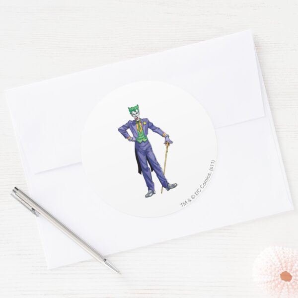 Joker_stands_with_Cane_Classic_Round_Sticker_3 Joker Stands With Cane Classic Round Sticker