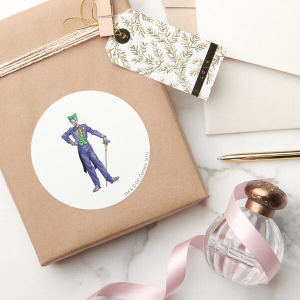 Joker_stands_with_Cane_Classic_Round_Sticker_5 Joker Stands With Cane Classic Round Sticker