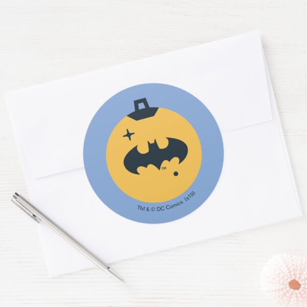 Justice_League_Batman_Holiday_Bauble_Classic_Round_Sticker_3 Justice League Batman Holiday Bauble Classic Round Sticker
