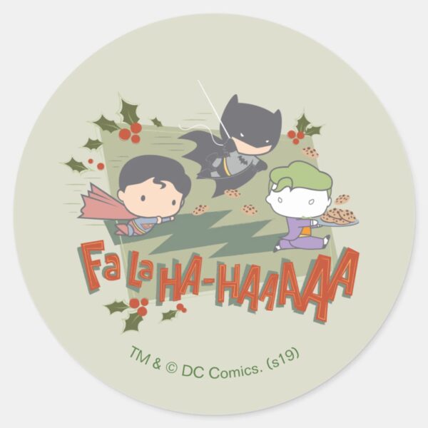 Justice_League_Chibi_Holiday_Cookie_Chase_Classic_Round_Sticker_1 Justice League Chibi Holiday Cookie Chase Classic Round Sticker