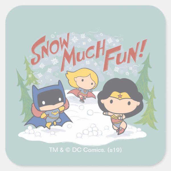Justice_League_Chibi_Snowball_Fight_Square_Sticker_1 Justice League Chibi Snowball Fight Square Sticker