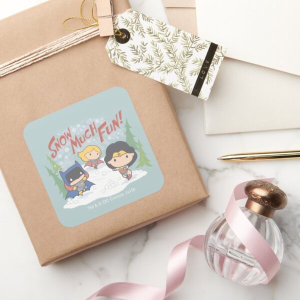 Justice_League_Chibi_Snowball_Fight_Square_Sticker_5 Justice League Chibi Snowball Fight Square Sticker