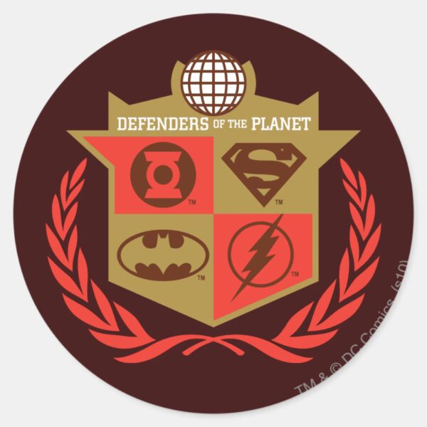 Justice_League_Defenders_of_the_Planet_Classic_Round_Sticker_1 Justice League Defenders Of The Planet Classic Round Sticker