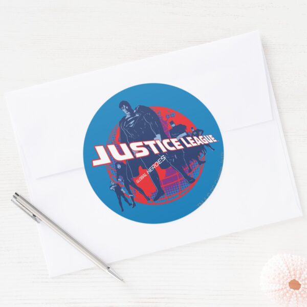 Justice_League_Global_Heroes_and_Globe_Classic_Round_Sticker_3 Justice League Global Heroes And Globe Classic Round Sticker