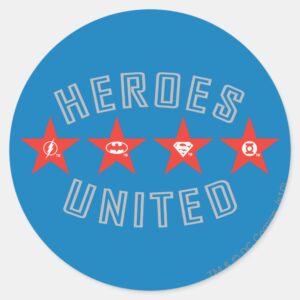 Justice League Heroes Untied Logos Classic Round Sticker