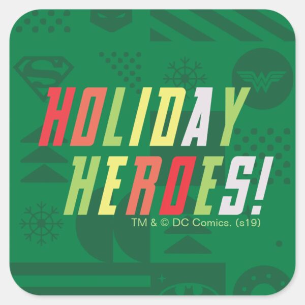 Justice_League_Holiday_Heroes_Graphic_Square_Sticker_1 Justice League Holiday Heroes Graphic Square Sticker