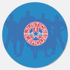 Justice League Logo And Solid Character Background Classic Round Sticker