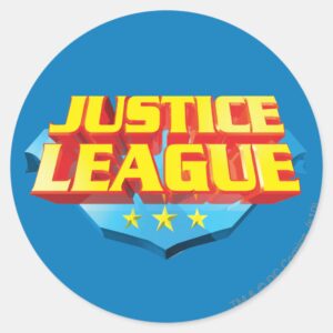 Justice League Name And Shield Logo Classic Round Sticker