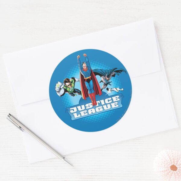 Justice_League_Power_Trio_Classic_Round_Sticker_3 Justice League Power Trio Classic Round Sticker