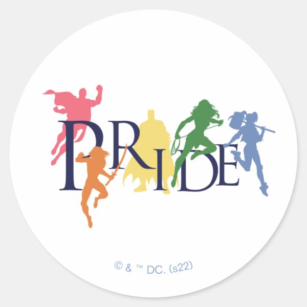 Justice_League_Pride_Character_Silhouettes_Classic_Round_Sticker_1 Justice League Pride Character Silhouettes Classic Round Sticker