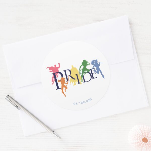 Justice_League_Pride_Character_Silhouettes_Classic_Round_Sticker_3 Justice League Pride Character Silhouettes Classic Round Sticker