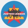 Justice_League_Silhouettes_and_Star_Background_Classic_Round_Sticker_1 Justice League Silhouettes And Star Background Classic Round Sticker
