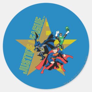 Justice League Star Heroes Classic Round Sticker