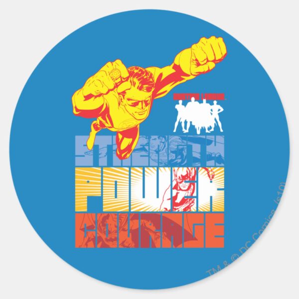 Justice_League_Strength._Power._Courage._Character_Classic_Round_Sticker_1 Justice League Strength. Power. Courage. Character Classic Round Sticker