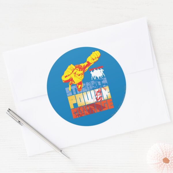 Justice_League_Strength._Power._Courage._Character_Classic_Round_Sticker_3 Justice League Strength. Power. Courage. Character Classic Round Sticker