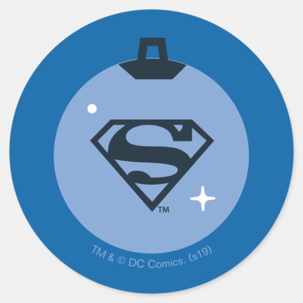 Justice_League_Superman_Holiday_Bauble_Classic_Round_Sticker_1 Justice League Superman Holiday Bauble Classic Round Sticker