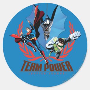 Justice League Team Power Classic Round Sticker
