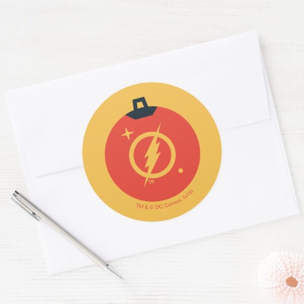 Justice_League_The_Flash_Holiday_Bauble_Classic_Round_Sticker_3 Justice League The Flash Holiday Bauble Classic Round Sticker