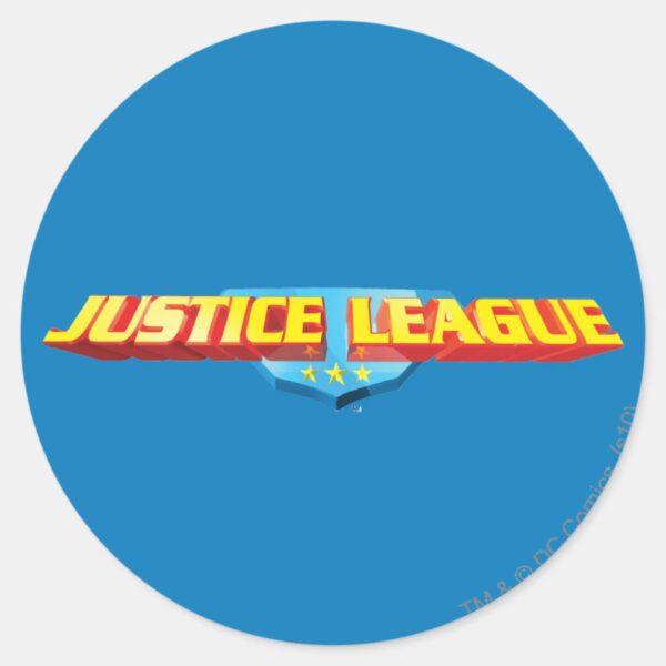Justice_League_Thin_Name_and_Shield_Logo_Classic_Round_Sticker_1 Justice League Thin Name And Shield Logo Classic Round Sticker