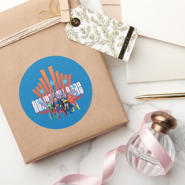 Justice_League__Against_All_Odds__Classic_Round_Sticker_5 Justice League Against All Odds Classic Round Sticker