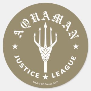 Justice League Aquaman Retro Trident Emblem Classic Round Sticker