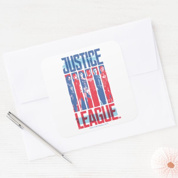 Justice_League___Blue_&_Red_Group_Pop_Art_Square_Sticker_3 Justice League Blue Red Group Pop Art Square Sticker