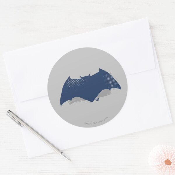 Justice_League___Brush_&_Halftone_Batman_Symbol_Classic_Round_Sticker_3 Justice League Brush Halftone Batman Symbol Classic Round Sticker
