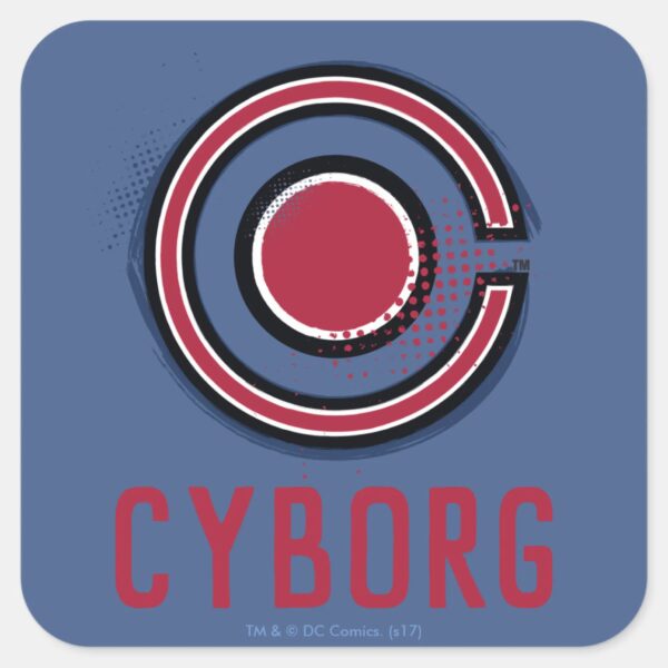 Justice_League___Brush_&_Halftone_Cyborg_Symbol_Square_Sticker_1 Justice League Brush Halftone Cyborg Symbol Square Sticker