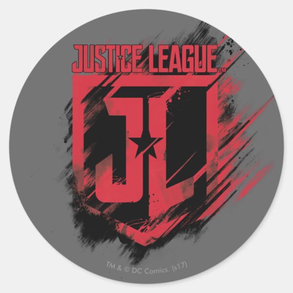 Justice_League___Brushed_Paint_JL_Shield_Classic_Round_Sticker_1 Justice League Brushed Paint JL Shield Classic Round Sticker