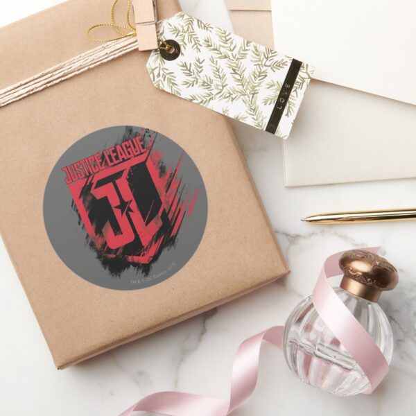 Justice_League___Brushed_Paint_JL_Shield_Classic_Round_Sticker_5 Justice League Brushed Paint JL Shield Classic Round Sticker