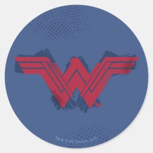 Justice League Brushed Wonder Woman Symbol Classic Round Sticker