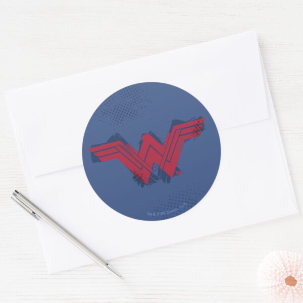 Justice_League___Brushed_Wonder_Woman_Symbol_Classic_Round_Sticker_3 Justice League Brushed Wonder Woman Symbol Classic Round Sticker