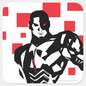 Justice League Cyborg Digital Noir Pop Art Square Sticker