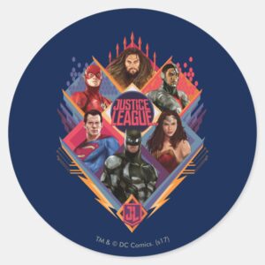 Justice League Diamond Hatch Group Badge Classic Round Sticker